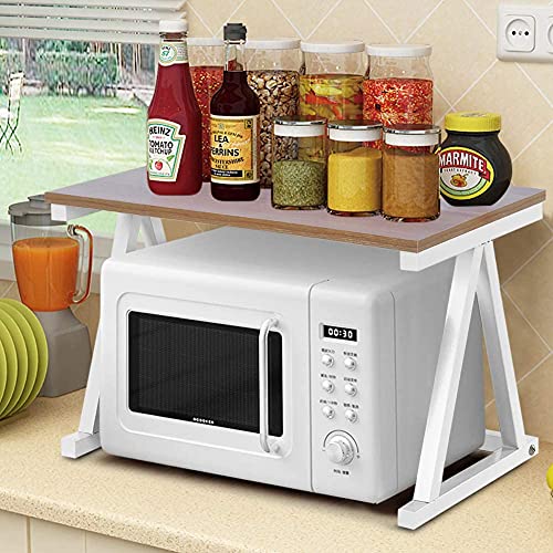 2 Tier Magnetron Rek Stand Opberghouder Keuken Hoekplank, 57 * 38 * 38cm (Wit)