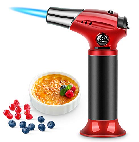 RenFox Flambeerbrander keukenbrander butaan gasbrander met veiligheidsslot butaangasbrander keuken voor crème brûlée, BBQ, grill, kaarsen, koken, bakken (butaan niet inbegrepen)