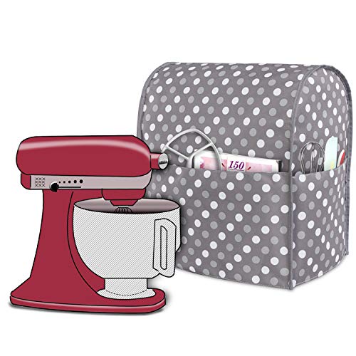 Luxja Afdekhoes voor KitchenAid keukenmachine, anti-stof afdekking voor KitchenAid keukenmachine en accessoires (geschikt voor 4,3 liter en alle 4,8 liter KitchenAid keukenmachine), grijze punten