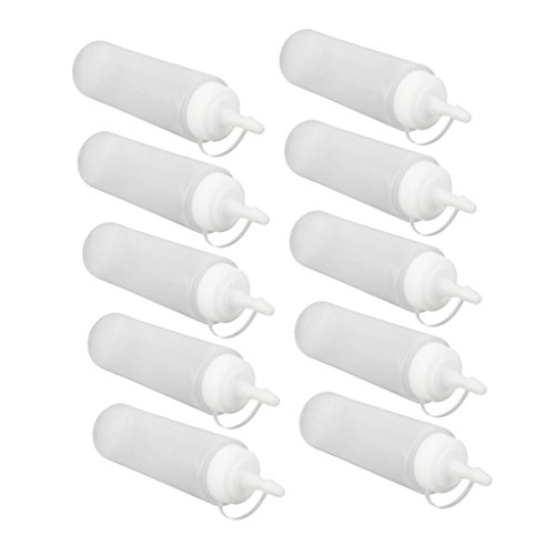 FLAMEER 10 stuks plastic knijpflessen voor ketchup, barbecue, saus, siroop en specerijen (8 oz)
