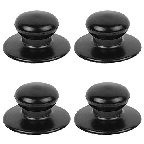 4 Pack Pot Deksel Knopen, YuCool Universele Keuken Kookgerei Deksel Vervanging Knoppen Ovenschotel Waterkoker Cover Glas Pan Deksel Pot Holding Handvatten-Zwart