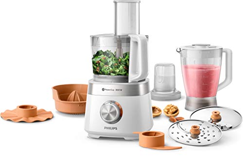 Philips HR7530/00 Multifunctionele keukenmachine met mixer, hakmolen en citruspers, 850 W, 2,1 liter, roestvrij staal