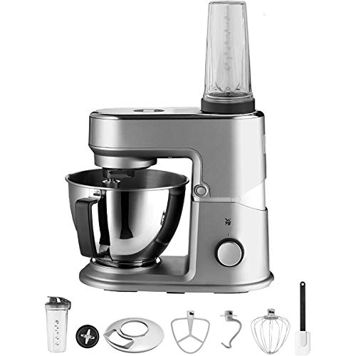 Wmf Küchenminis Edition Mini-Keukenmachine, Ruimtebesparend, Mixer Voor Smoothies, 3 L Kom, Softstart, Planeetroerwerk, 8-Traps Kneedmachine, 3 Roergereedschappen, 430 W, Mat Roestvrij Staal, Grijs