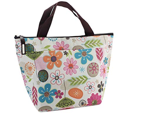 Depory Kleine boodschappentas opvouwbare lunchtas thermotas geïsoleerde tas mini lunch tas koelbox bloemen