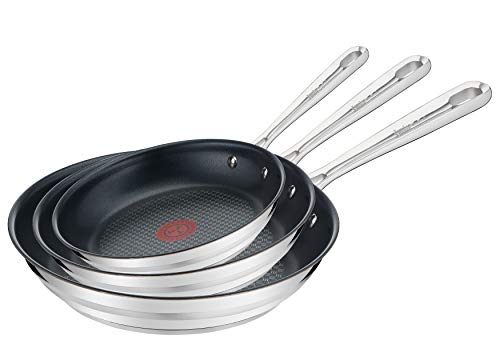 Tefal E011S3, Jamie Oliver Brushed E011S3, Pannenset, 3-Delig, Bestaande Uit Pan 20 cm (E85602), Pan 24 cm (E85604) En Pan 28 cm (E85606), Roestvrij Staal