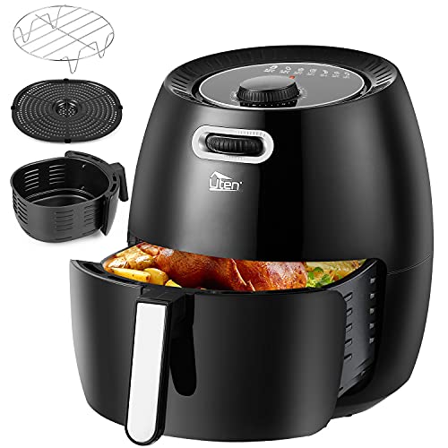 Uten heteluchtfriteuse, 6.5L Airfryer XXL frituren zonder vet, Aerofryer met convectie, heteluchtfriteuse de temperatuur en tijd instellen op basis van het voedsel, inclusief bodeminzet