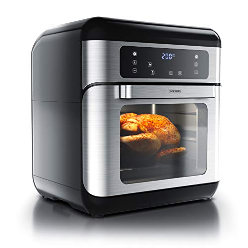 Arendo – multifunctionele mini-oven heteluchtfriteuse – 10 liter – Air Fryer friteuse draaigrill – dehydrator – convectie – pizza kip pommes – roestvrij stalen applicaties – GS-gecertificeerd