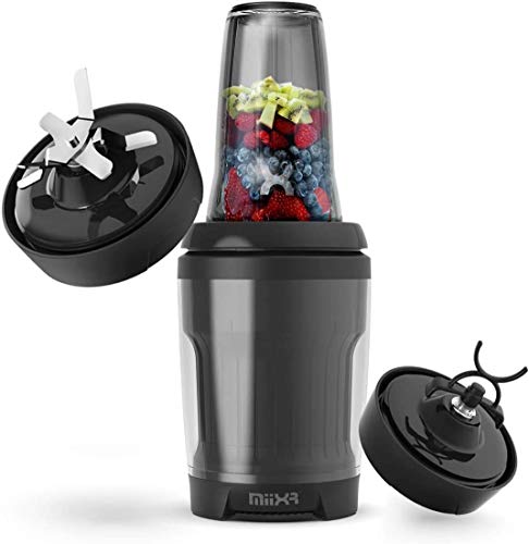 PROMiXX MiiXR X7 Smoothie Blender - met Cool-Flow Technologie™ en 2 Kogelwerende Tritan sportflessen. Ontworpen dubbele mes systeem voor het mengen van smoothies, sappen en Nutri-shakes. Prachtig ontworpen 7-delige set