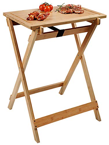 Kesper Gecertificeerde BBQ- en bijzettafel, 58275 13, gemaakt van FSC-gecertificeerd bamboe, afmetingen: 60 x 40 x 1,5 cm, bruin