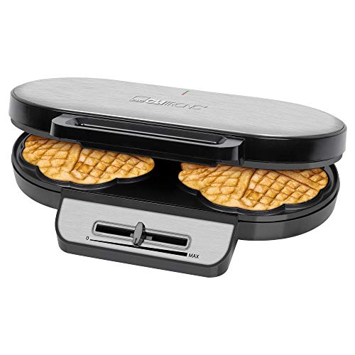 Clatronic Wafelautomaat Wa 3745, 2 Bakvlakken, Traploos Instelbare Bruiningsgraad, Anti-Aanbaklaag, Zwart/Roestvrij Staal