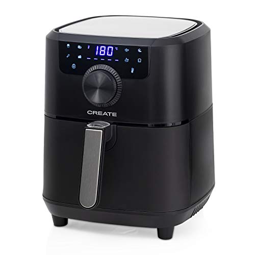IKOHS Create Fryer Air Pro friteuse zonder olie, keuken zonder olie, 8 vooraf geïnstalleerde programma's, 3,5 l, 1500 W, anti-aanbakmand, temperatuur 80-200 °C, automatische uitschakeling, programmeerbaar (zwart)