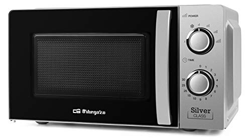 Orbegozo MI 2118 magnetron met 20 liter inhoud, 6 standen, timer tot 30 minuten, 700 W vermogen, roestvrij staal/glas, zilverkleurig