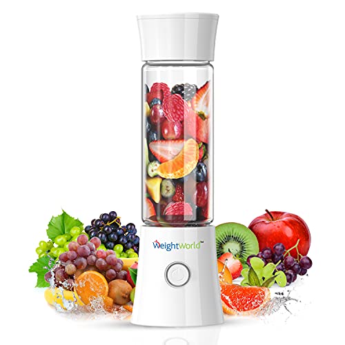 WeightWorld Go Blend Pro Blender to Go - Portable blender op batterij met USB lader voor smoothies en shakes - 480ml Glazen beker