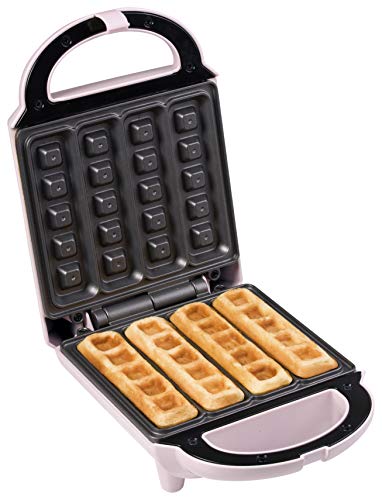 Bestron ASW400 wafelmaker voor wafelsticks, wafelizer in Sweet Dreams design, antiaanbaklaag, 460W, roze