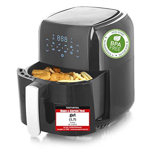 Emerio AF-123544 SmartFryer, AirFryer, heteluchtfriteuse, frituren met hete lucht, zonder extra olie, 5,5 liter volume, 1400 watt, zwart