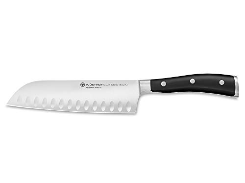 Wüsthof Santoku 1040331317 Classic Ikon Aziatisch Keukenmes, 17 cm Lemmetlengte, Gesmeed Roestvrij Staal, Extreem Scherp, Zwart