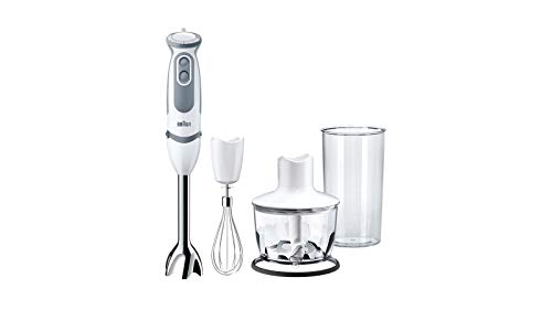 Braun minipimer 5235 handmixer, 1000 W, 21 snelheden en turbo-functie, spuitkap, Powerell Plus, Easy-Click, incl. garde, hakmolen 500 ml, beker 600 ml, kleur wit