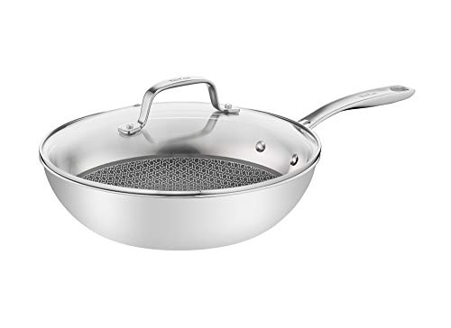 Tefal Eternal Mesh wokpan, 28 cm, met krasbestendige mesh-coating, PFOA-vrij, geschikt voor alle warmtebronnen, ook voor inductiekookplaten, incl. glazen deksel, roestvrij staal