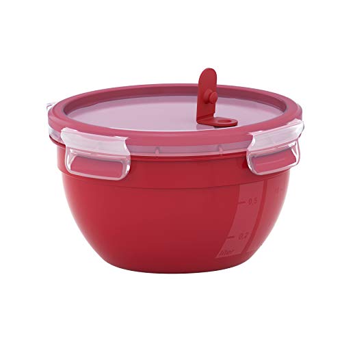 Emsa N1060500 Clip &amp; Micro magnetron doos rond (inhoud: 1,1 liter, Emsa versheidsafdichting, kunststof) rood