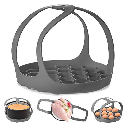 ddLUCK 3Qt Snelkookpan Sling, Siliconen Bakvormen Sling voor 3Qt Instant Pot, Multifunctionele Kookplaat Anti-brandende Bakvormen Lifter Steamer Rack, BPA-vrije Siliconen Ei Stoomrek (Grijs)