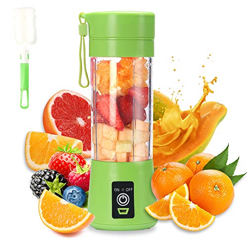 USB Elektrische Juicermixer, Draagbare Blenderbeker, Mini Blender Draagbare Blender Voor Shakes en Smoothies 380 ml Sap, Zes Messen Geweldig om te Mengen(Groen)
