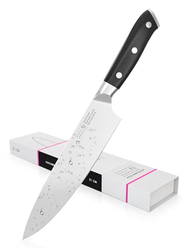 Hannah's Homebrand® Ebbenholz koksmes, professioneel mes, extreem scherp, keukenmes scherp met houten handvat, bijzonder scherp keukenmes, chefmes voor vlees