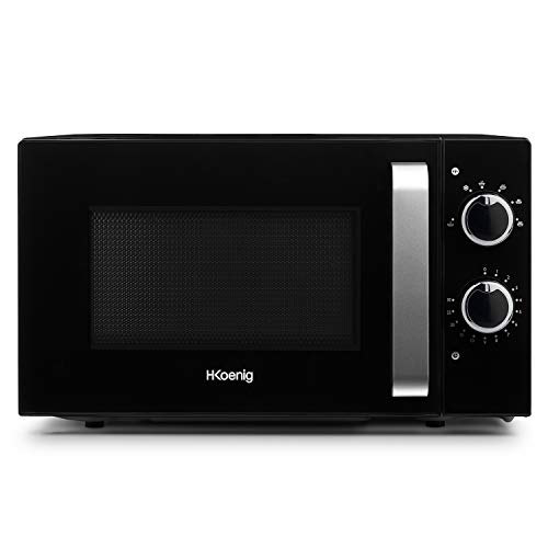 H.Koenig VIO8 magnetron 20L zwart, compact design, krachtig 700 W, draaiplateau 24,5 cm, multifunctionele 5 warmtestanden, ontdooifunctie, timer tot 30 min, snel, werkoppervlak