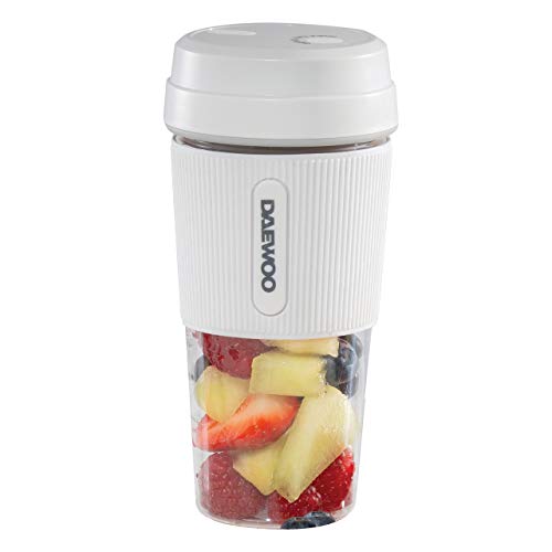 Daewoo SDA1944 50W draagbare oplaadbare blender met 300ml capaciteit en drinkdeksel inbegrepen, 1200 mh ingebouwde batterij gaat tot 6-10 cycli, perfect voor smoothies en sappen onderweg