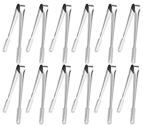 JIASHA 12 stuks ijstangen, roestvrij staal, mini-pincet, suikerclips, voor bar, bruiloft, barbecue, party