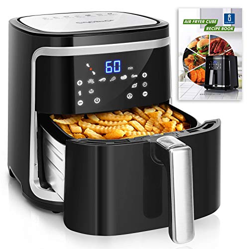 Aigostar Cube 30IBT - XXL Digitaal Airfryer - 7L Hetelucht Friteuse - Receptenboek - Zwart