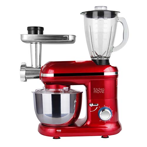 Dallas Pro keukenmachine hakmolen, multifunctioneel, 1500 W, kom 5,5 l, rood staal