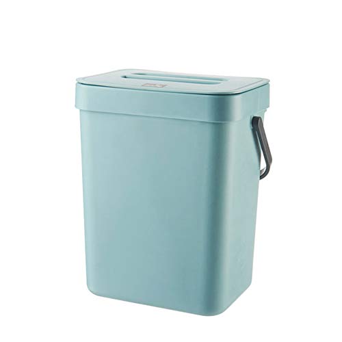 Lanceasy Vuilnisemmer, keuken, afvalemmer met deksel, woonkamer, wanddecoratie, draagbare rechthoekige bio-vuilnisbak, 3 l/5 liter