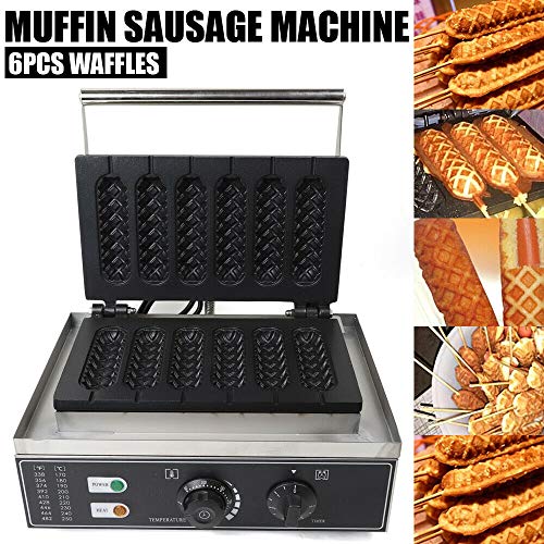Jasemy wafelijzer voor rechthoekige wafels, veilig dankzij geïsoleerde handgreep, wafelmaker, wafelmaker, wafelmachine, wafelmachine, wafelmachine op een steel, antiaanbaklaag (eenvoudige reiniging), 1500 W