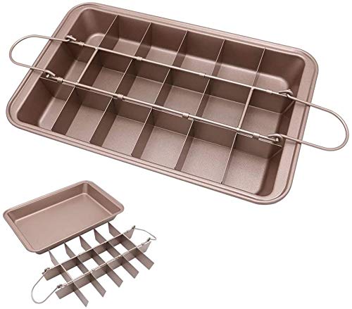 Brownie Tin, Brownie Bakplaat met verdelers, Non-Stick Carbon Steel Brownie Pan Bakvormen Chocolade Vierkante Cake Tin voor Ovenware Kookgerei Bakvormen (12 x 8 x 2 inch)