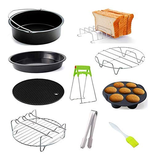 15,2-17,8 cm accessoires voor heteluchtfriteuse, set van 10, accessoires voor heteluchtfriteuse met pizzapan, universele accessoires voor heteluchtfriteuse, geschikt voor alle standaard heteluchtfriteuses.