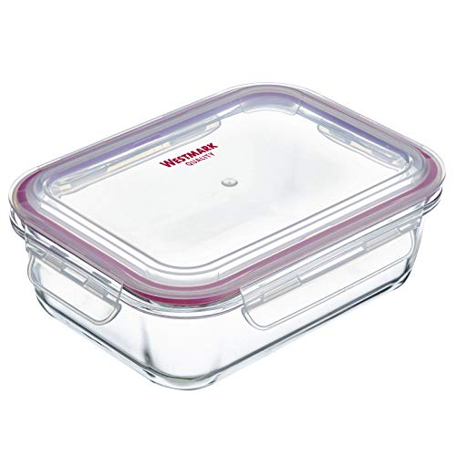 Westmark Vershouddoos, deksel, 1040 ml, luchtdicht, oven-/vriezer-/magnetronbestendig, BPA-vrij, glas/kunststof/siliconen, doorzichtig/rood, 234322E1