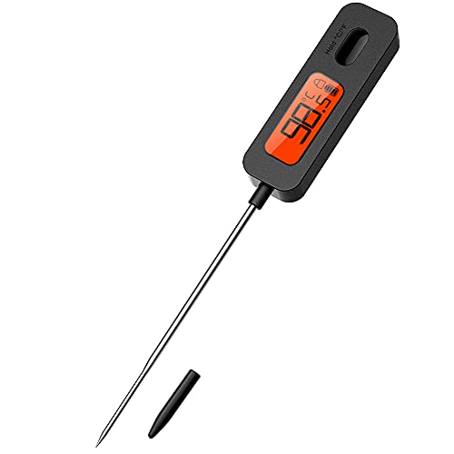 BFOUR Digitale braadthermometer kok vleesthermometer keuken thermometer grillthermometer voor BBQ vlees grill melk water (zwart)