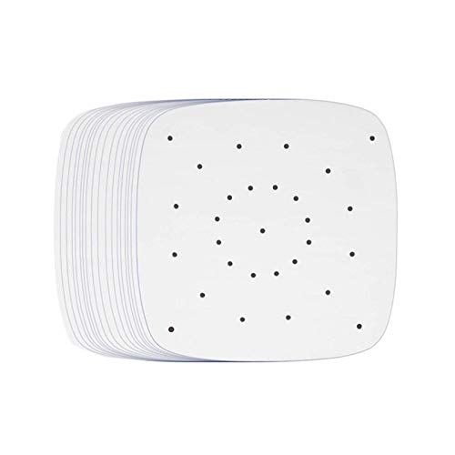 Airfryer Papier Luchtfritteus Papier Dim Sum Papier voor bamboestomer, heteluchtfriteuse, stoompan Airfryer Liners, antiaanbaklaag, vierkant bakpapier geperforeerd bamboe papier 100 stuks
