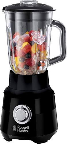 Russell Hobbs Matte Black Blender, 650 Watt, 1.5 Liter, Glazen Kan, 2 Snelheden, Pulseerfunctie,24722-56