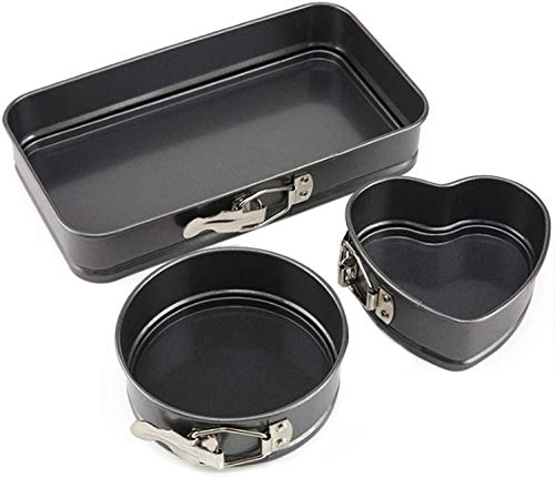 3 Stuks Springform Pan Taartvorm Bakvormen Set Cakevorm Set Bakplaat Ronde Springvorm Hartvormige Bakvorm Rechthoekige Cakevorm Lekvrij Antiaanbaklaag met Verwijderbare Bodem