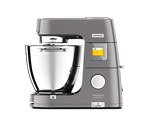Kenwood Titanium Chef Patissier XL KWL90.034SI – keukenmachine met geïntegreerde weegschaal, exclusief bij AMAZON, 7 l mengkom met warmtefunctie, 1400 watt, incl. 4-delige patisserie-set, zilver