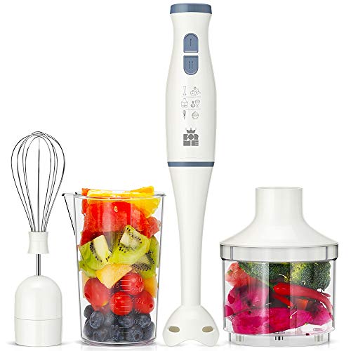 ForMe Handblenders Set 4-in-1, 200W, Staafmixer 2 Snelheid I 500 ml hakmolen, 500 ml bekerglas, garde I smoothie soepen babyvoeding I BPA vrij