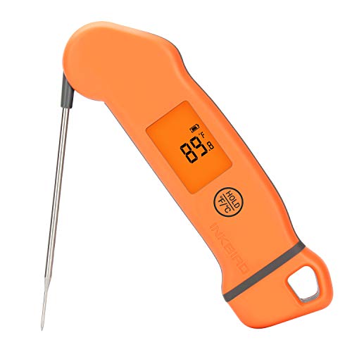 Inkbird Professioneel Digitale Vleesthermometer IHT-1S, Waterbestendige BBQ Thermometer met Draaibaar Scherm en Backlight Display voor Grill, Roker, Keuken, Oven en Bakken (2-3s)