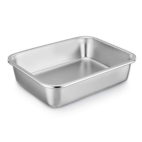 Homikit Ovenschaal, roestvrij staal, rechthoekig, groot, 32,5 x 25,5 x 8 cm, perfect voor lasagne/brownie/ovenschotels, zware belasting en hittebestendig, vaatwasmachinebestendig