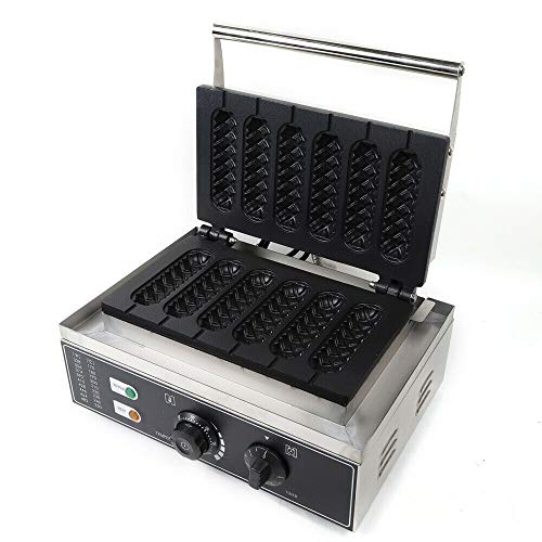 6 stuks 1500 W wafelijzer anti-aanbaklaag elektrisch wafelijzer wafelmachine voor commercieel of privégebruik