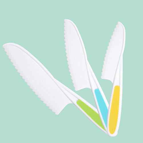 Plastic Kid Keukenmes Set, 3 Pack Kinderveiligheid Mes Kinderen Veilig Koken Messen Nylon Mes in 3 Maten voor Brood Fruit Sla Salade BPA-vrij
