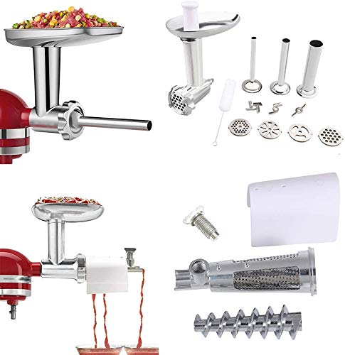 aikeec Tomatensapcentrifuge + vleesmolen opzetstukken voor Kitchenaid Stand Mixer (vervanging), fruit Jucier groenten Zeef Extractor Attachement, worstvulling sapsaus Maker