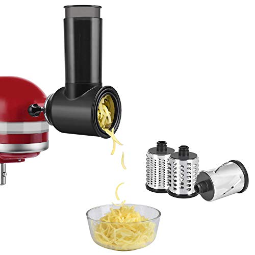 COFUN groentesnijder voor KitchenAid keukenmachine, roestvrij staal, groentesnijder, accessoires voor KitchenAid met kroonrasp, rasptrommel snijtrommel, reserveonderdelen voor KitchenAid (zwart)