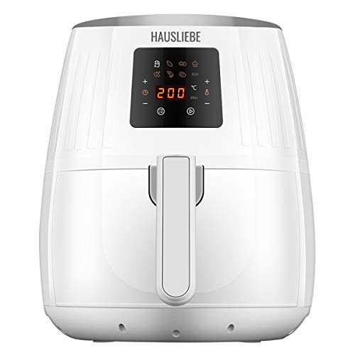 HAUSLIEBE LF1 Airfryer (1500 W, heteluchtfriteuse, digitaal display, zonder olie, eenvoudig te bedienen en te reinigen, voor 2-3 personen, 3,5 liter) wit