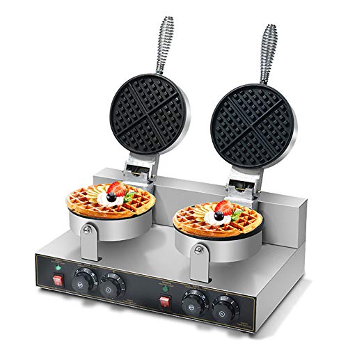 CLING Commercieel draaibare wafelmachine met dubbele kop, verdikt met dubbelzijdige verwarmingsmuffin-roostercakemachine van roestvrij staal, anti-aanbakpan, geschikt voor bakkerijen thuis of in restaurant.